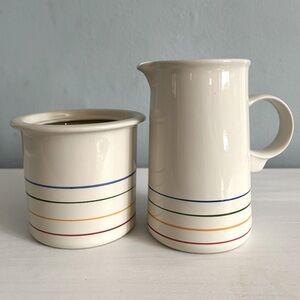 Retro vintage cream and sugar serving set Epoch Rainbow design